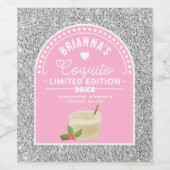 Silver Glitter Pink Girl Coquito Etiket op fles (Enkel label)