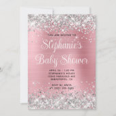 Silver Glitter Pink Online Registry Baby shower Kaart (Voorkant)