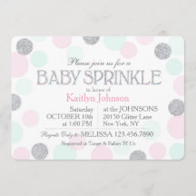 Silver Glitter Pink Seafoam Stippen Baby Sprinkle