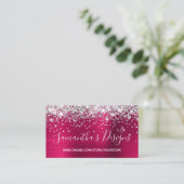Silver Glitter Pink Wine Folie Online Store Visitekaartje (Staand voorkant)