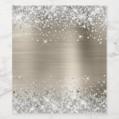 Silver Glitter Platinum Folie Blank Wijn Etiket (Enkel label)