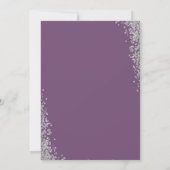 Silver Glitter Plum Paars Girl Baptism Invitation Kaart (Achterkant)