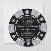 Silver Glitter Poker Chip Casino Verjaardagsfeest Kaart (Voorkant)