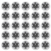 Silver Glitter Poker Chip Casino Weddenschap 3cm Sticker (Voorkant)