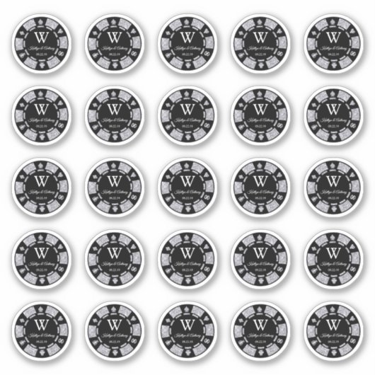 Silver Glitter Poker Chip Casino Weddenschap 3cm Sticker (Voorkant)