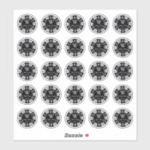 Silver Glitter Poker Chip Casino Weddenschap 3cm Sticker (Vel)