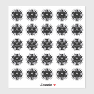 Silver Glitter Poker Chip Casino Weddenschap 3cm Sticker