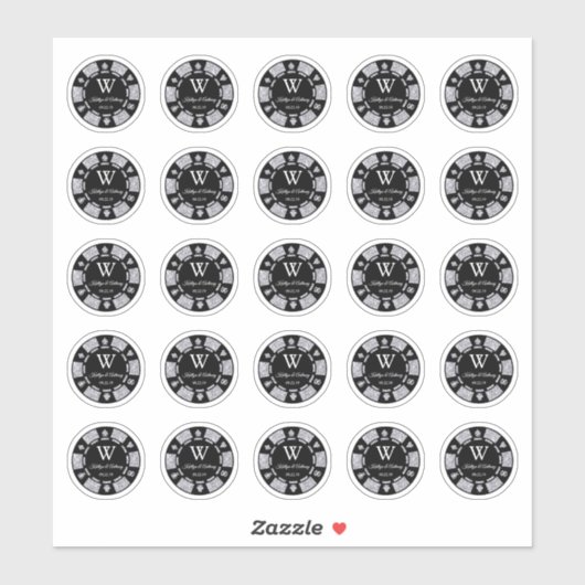 Silver Glitter Poker Chip Casino Weddenschap 3cm Sticker (Vel)