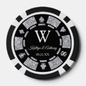 Silver Glitter Poker Chip Casino Wedding (Achterkant)