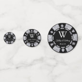 Silver Glitter Poker Chip Casino Wedding Confetti (Voorkanten)