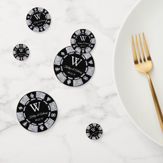 Silver Glitter Poker Chip Casino Wedding Confetti (Groep)