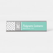 Silver Glitter Polka Dot Monogram kan kleur verand Bureau Naambordje (Voorkant)