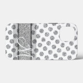 Silver Glitter Polka Dot Pattern met Monogram Case-Mate iPhone Case (Achterkant (horizontaal))