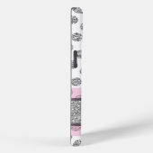 Silver Glitter Polka Dot Pattern met Monogram Case-Mate iPhone Case (Achterkant / Rechts)