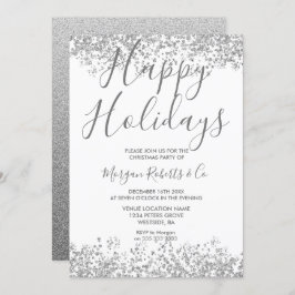 SIlver Glitter Prettige feestdagen of Kerstfeest Kaart