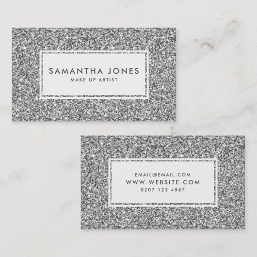 Silver Glitter Print Feminine Visitekaartjes (Voorkant / Achterkant)