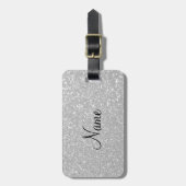 Silver glitter print luxe bagagelabel (Voorkant verticaal)