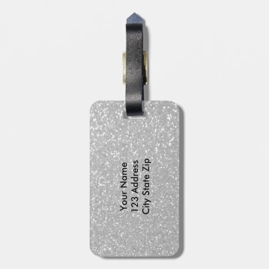 Silver glitter print luxe bagagelabel (Achterkant verticaal)