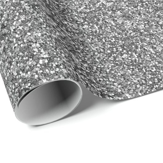 Silver Glitter Print wrappers Cadeaupapier (Rol Hoek)