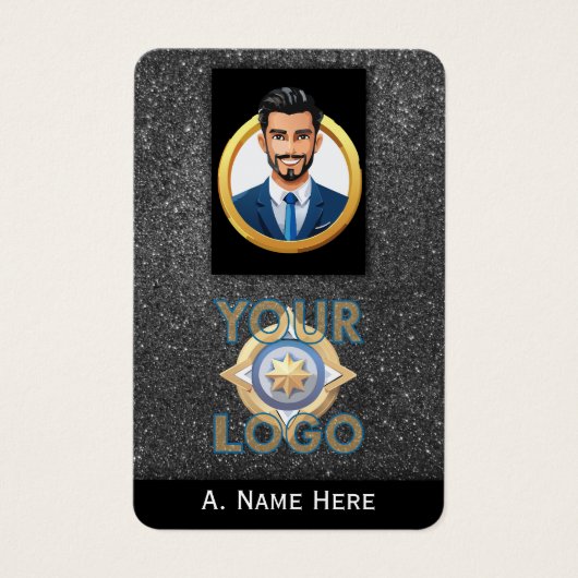 Silver Glitter Private Security IT Professional Visitekaartje (Voorkant)