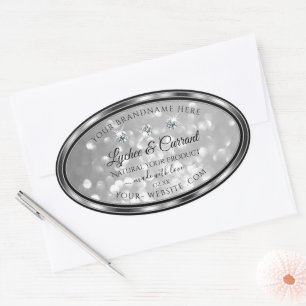 Silver Glitter Product Labels mousserende diamante