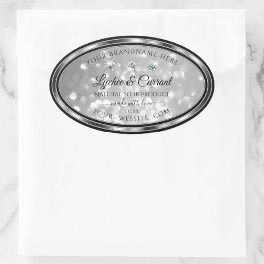 Silver Glitter Product Labels mousserende diamante (Tas)