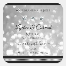 Silver Glitter Product Labels mousserende diamante