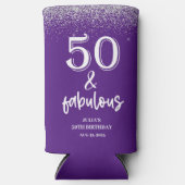 Silver Glitter Purple 50th Birthday Party  Seltzer Blikjeskoeler (Voorkant)