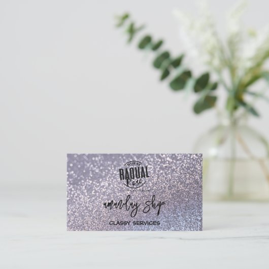 Silver Glitter QR Code Logo Online Winkelpark Visitekaartje (Staand voorkant)
