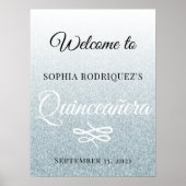 Silver Glitter Quinceañera 15th Birthday Welcome Poster (Voorkant)