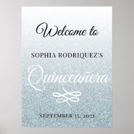 Silver Glitter Quinceañera 15th Birthday Welcome Poster