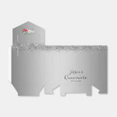 Silver Glitter Quinceanera Favor Box Bedankdoosjes (Uitgevouwen)