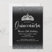 Silver Glitter, Quinceanera-uitnodigingen Kaart (Voorkant)