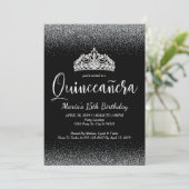 Silver Glitter, Quinceanera-uitnodigingen Kaart (Staand voorkant)