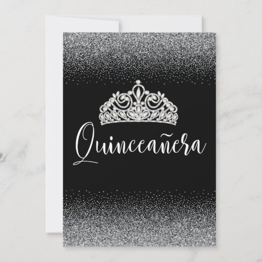 Silver Glitter, Quinceanera-uitnodigingen Kaart (Achterkant)