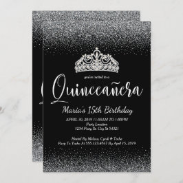 Silver Glitter, Quinceanera-uitnodigingen Kaart