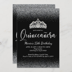 Silver Glitter, Quinceanera-uitnodigingen Kaart