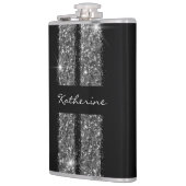 Silver Glitter Race Stripe Aangepast, aangepast Heupfles (Links)