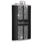 Silver Glitter Race Stripe Aangepast, aangepast Heupfles (Rechts)