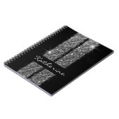 Silver Glitter Race Stripes Girly Car Lover Notitieboek (Linkerzijde)