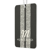 Silver Glitter Racing Stripes Monogrammed Car Luchtverfrisser (Links)