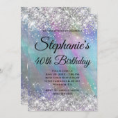 Silver Glitter Rainbow Iridescent Folie Monogram Kaart (Voorkant / Achterkant)