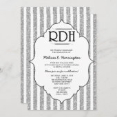 Silver Glitter RDH afstuderen mondhygiënist Kaart (Voorkant / Achterkant)