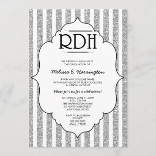 Silver Glitter RDH afstuderen mondhygiënist Kaart