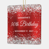 Silver Glitter Red Folie 30th Birthday Keramisch Ornament (Links)