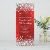 Silver Glitter Red Folie 50th Birthday Kaart (Staand voorkant)