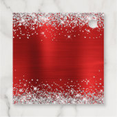 Silver Glitter Red Folie 80th Birthday Bedankjes Labels (Achterkant)