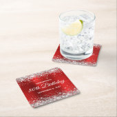 Silver Glitter Red Folie 80th Birthday Kartonnen Onderzetters (Insitu)