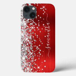 Silver Glitter Red Folie Modern Girly Signature Case-Mate iPhone Case