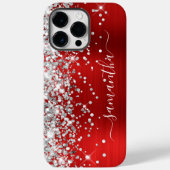 Silver Glitter Red Folie Modern Girly Signature Case-Mate iPhone Case (Achterkant)